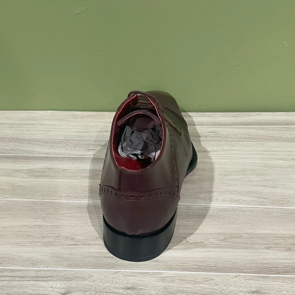 Emilio Franco shoes burgundy leather calf/deerskin cap toe Oxford